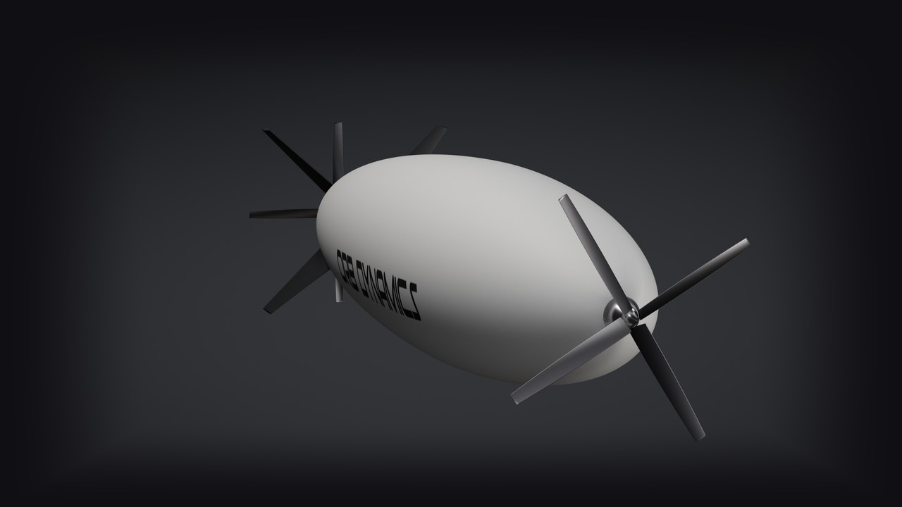 ORB Dynamics airship render, three-quarter view